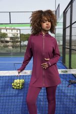 Relaxed Fit Zip-Up Top - Red Wine