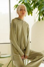 Relaxed Fit Zip-Up Top - Matcha