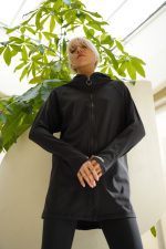 Relaxed Fit Zip-Up Top - Black - Image 3