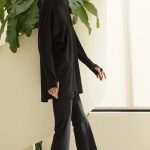 Relaxed Fit Zip-Up Top - Black